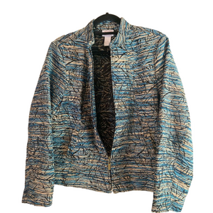 Renaissance~Vintage~Heavy Tapestry Jacket~Zipper Closure~Mandarin Collar ~Size L